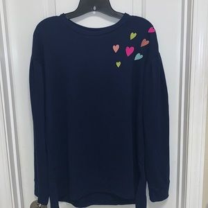 Crown & Ivy Navy Long Sleeve Graphic Tee